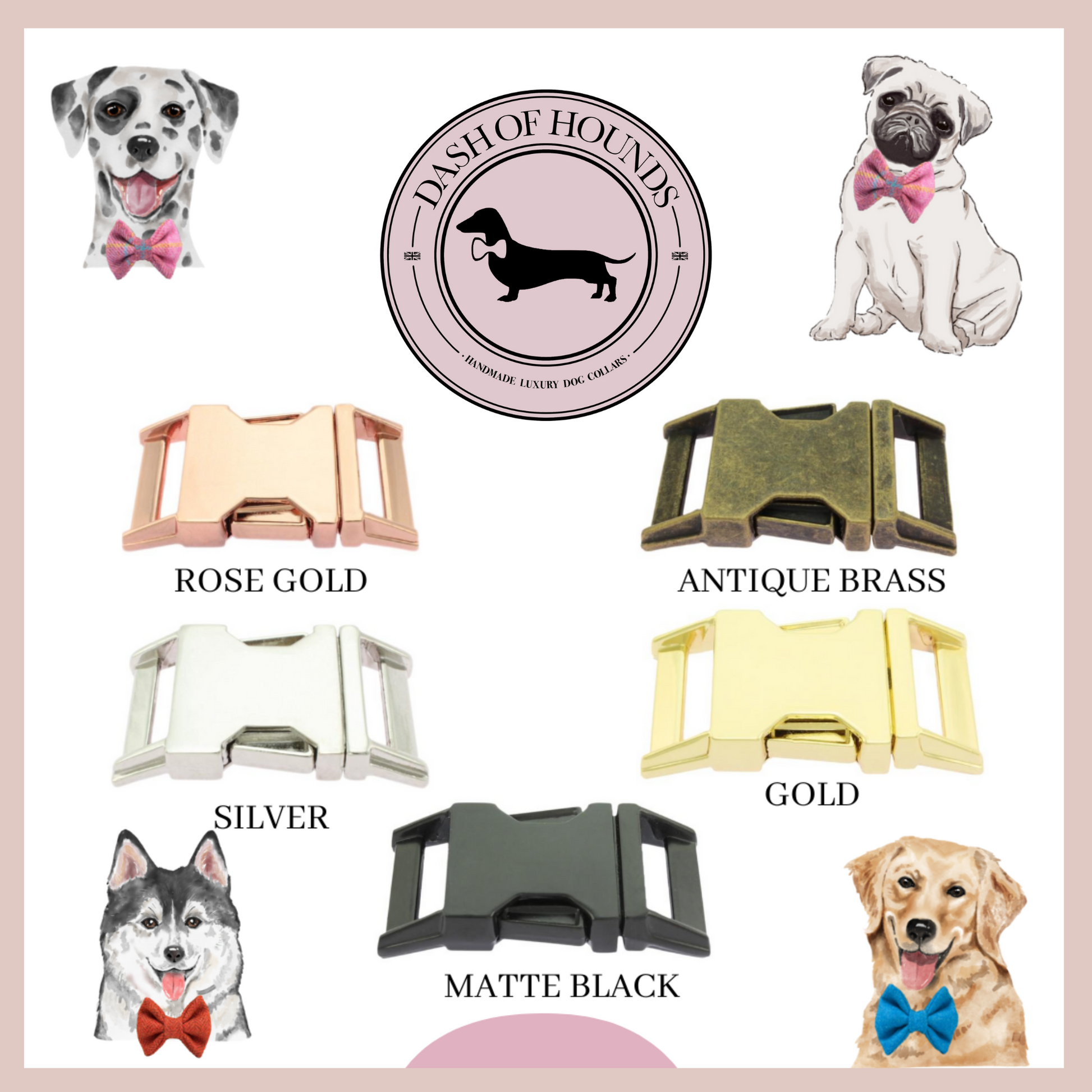 Grey and rose gold dog collar hot sale
