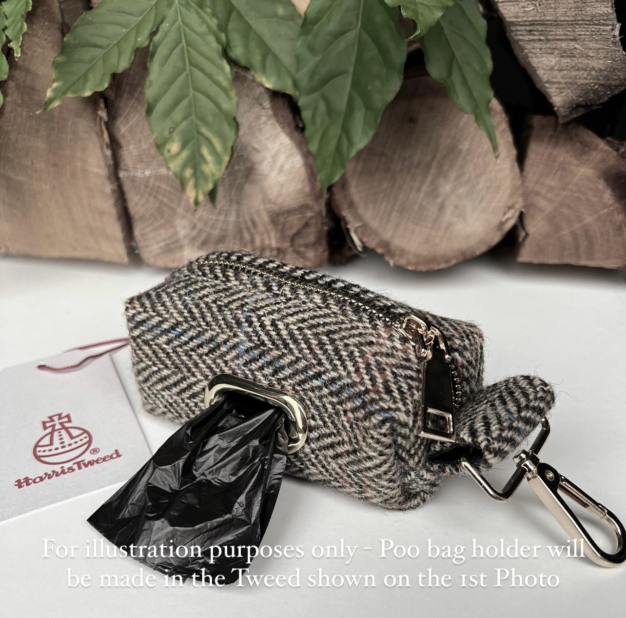 Harris Tweed® Khaki Green Dogtooth Dog Collar Bow & Lead Set Hunter & Co.