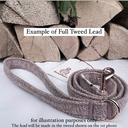 Harris Tweed® Rose Blush Pink Tweed Dog Collar Bow & Lead Set Hunter & Co.