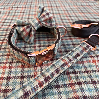 Gun Club Tweed Dog Collar Bow & Lead Set