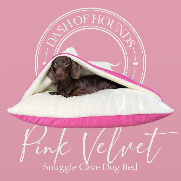 Pink Velvet Snuggle Cave Dog Bed Dash Of Hounds