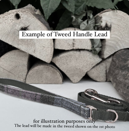 Khaki Rose Pink Tweed Dog Collar Bow & Lead Set Hunter & Co.