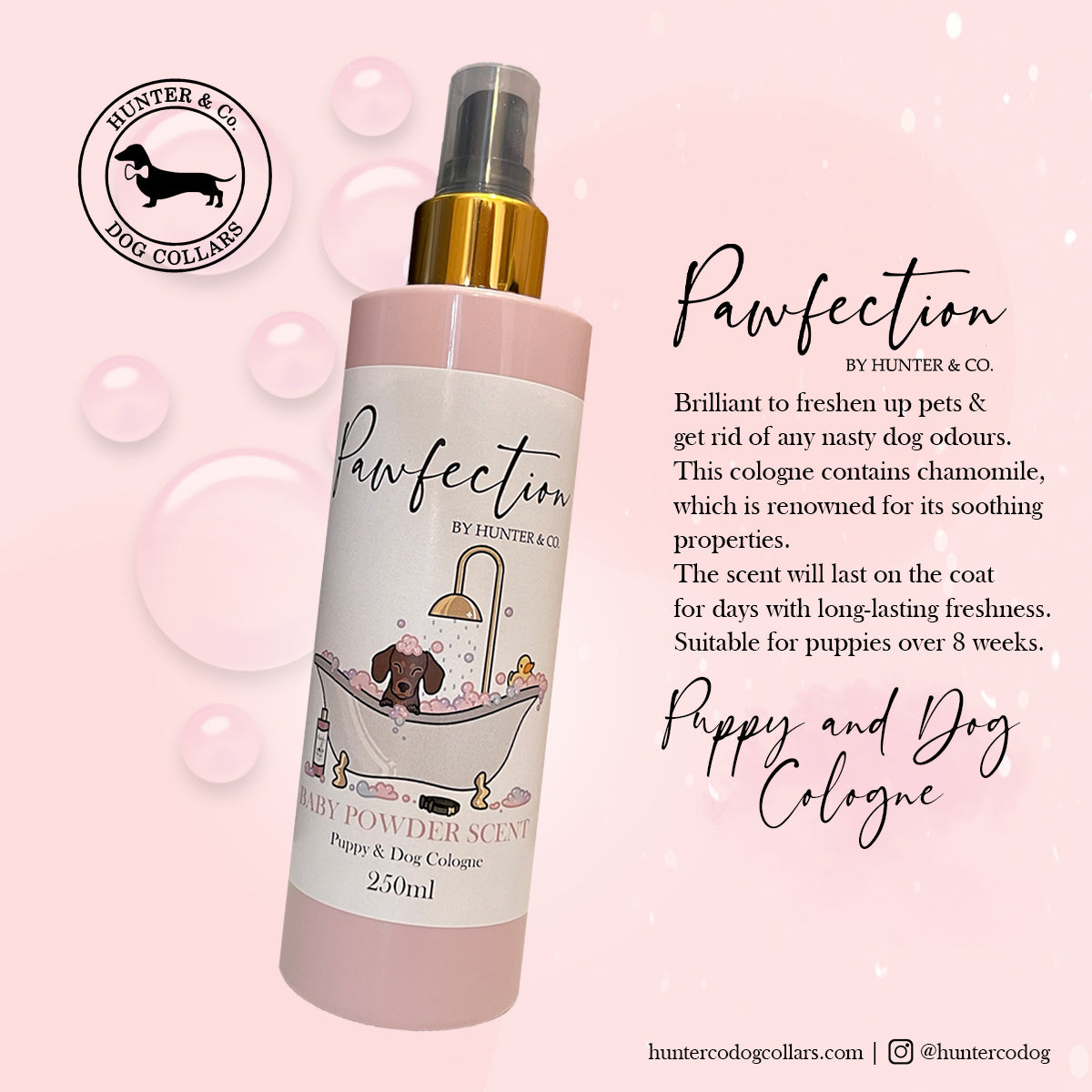 Pawfection Baby Powder Scent Puppy and Dog Cologne 250ml Hunter & Co.