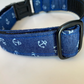 Blue Denim effect Anchor Dog Collar, Bow & Lead Set Hunter & Co.