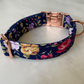 Navy Blue, Lilac & Pink Ditsy Floral Dog Collar, Bow & Lead Set Hunter & Co.