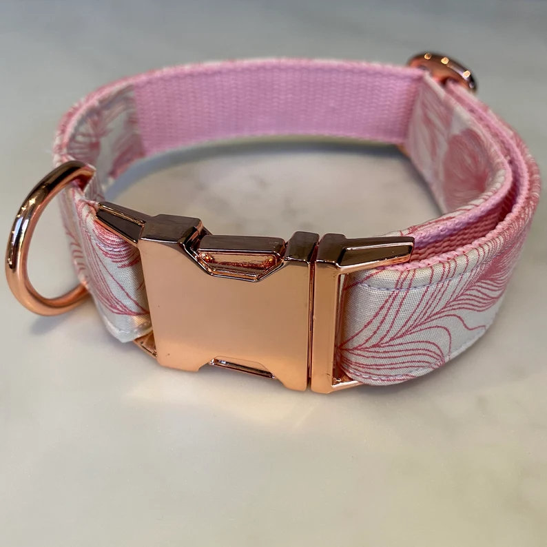 Feather Ivory Pink Dog Collar, Bow & Lead Set Hunter & Co.