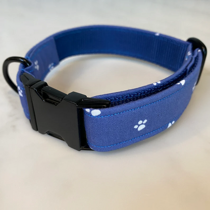 Blue Paw Print Dog Collar, Bow & Lead Set Hunter & Co.