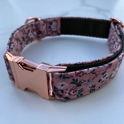 Dusky Pink Ditsy Floral Dog Collar, Bow & Lead Set Hunter & Co.