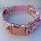 Ivory Pink Ditsy Floral Dog Collar, Bow & Lead Set Hunter & Co.
