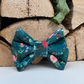 Teal Green Floral Velvet Dog Collar, Bow & Lead Set Hunter & Co.