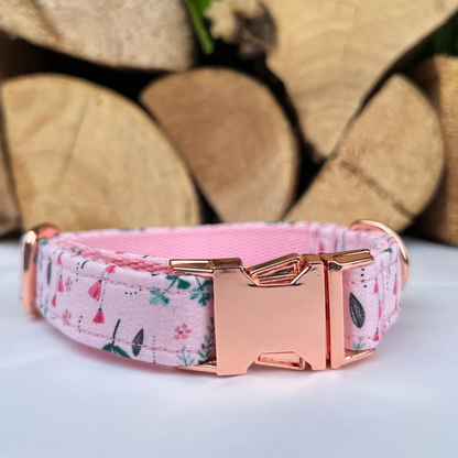 Soft Pink Floral Dog Collar, Bow & Lead Set Hunter & Co.