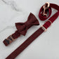 Dark Red Tweed Dog Collar Bow & Lead Set Hunter & Co.