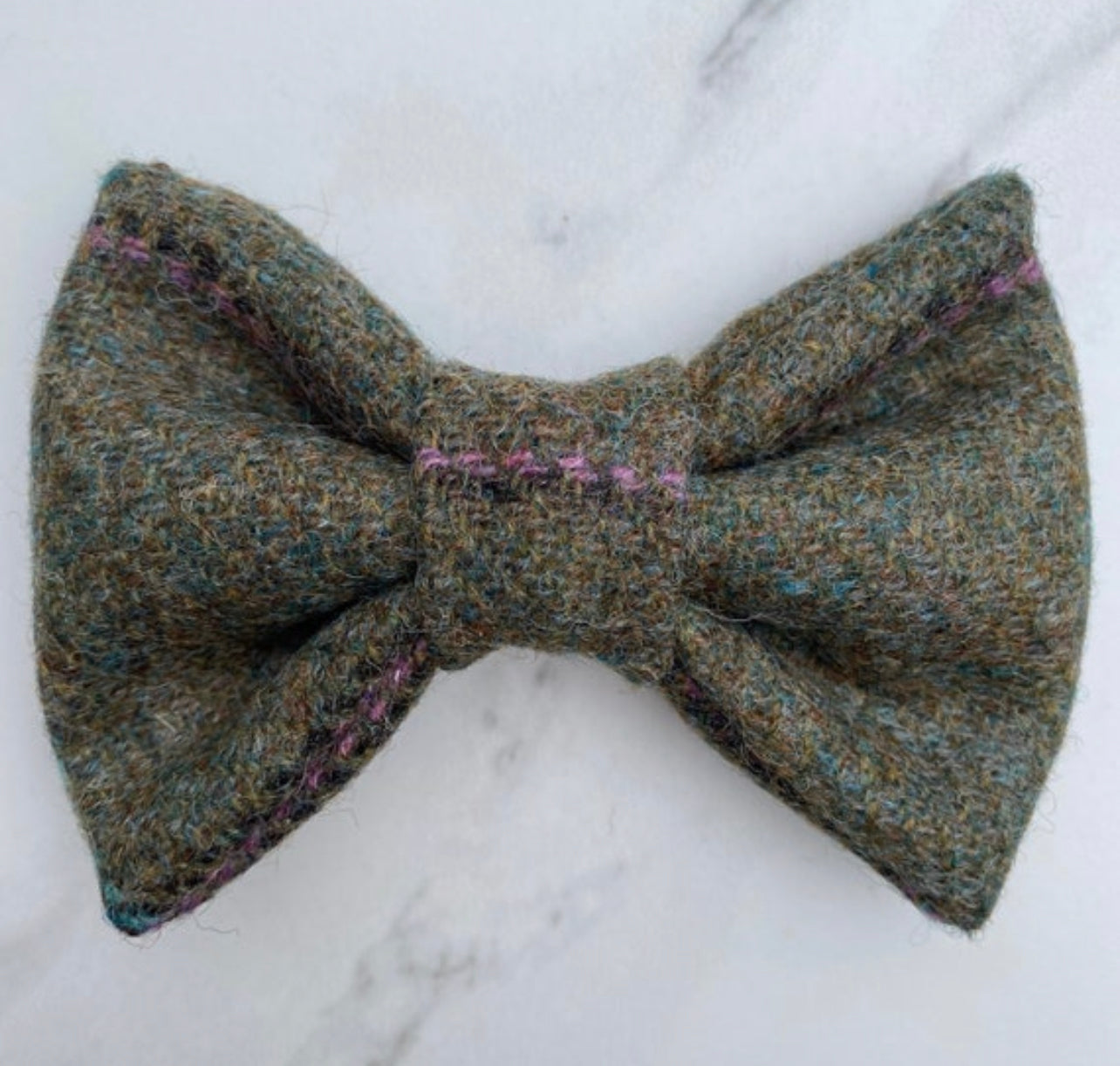 Green Blue Pink Tweed Dog Collar Bow & Lead Set Hunter & Co.
