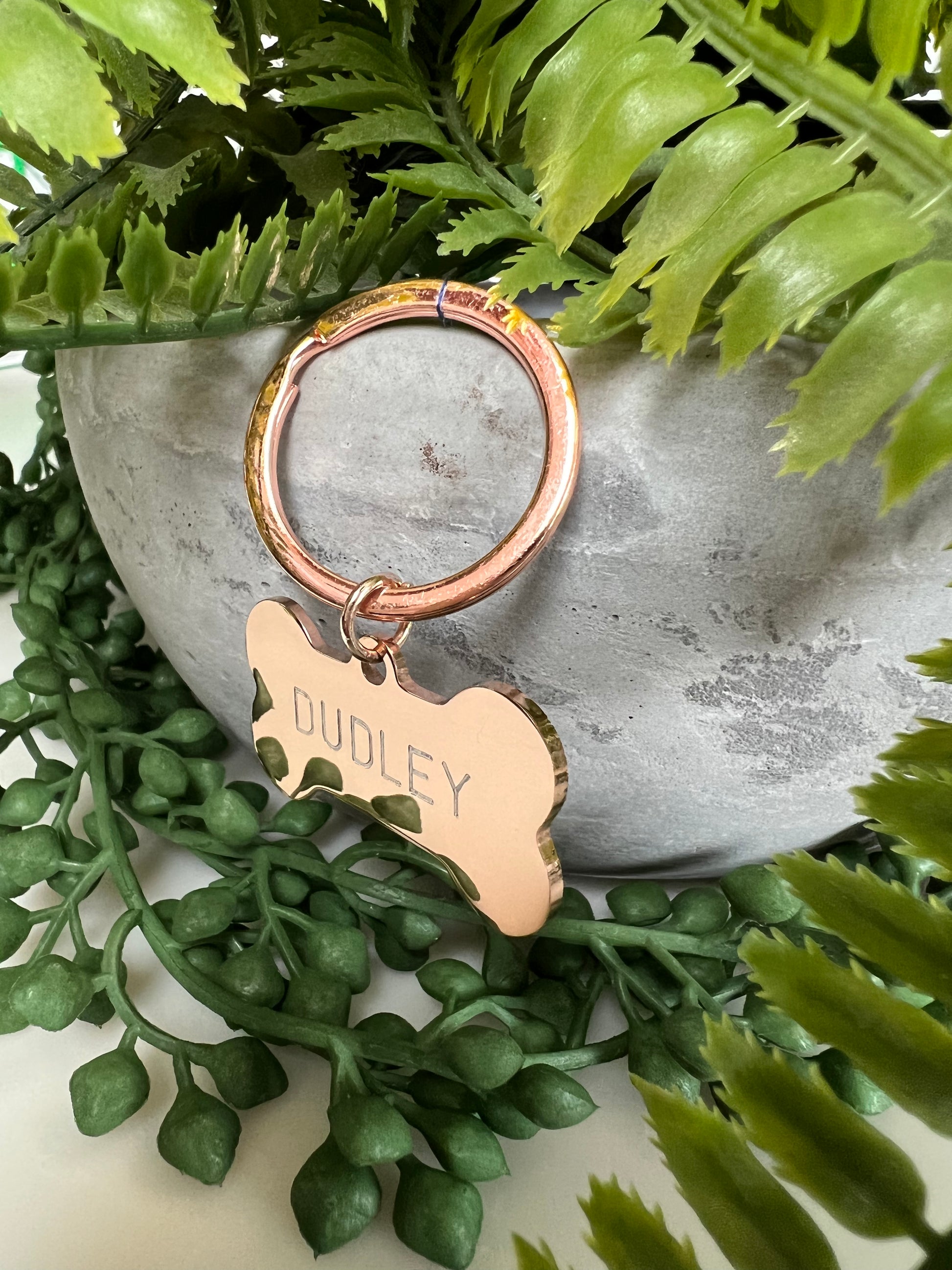Bone Rose Gold Dog ID Tag | Premium Thick Engraved Steel | 4cm Dog Identification Tags Hunter & Co.