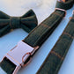 Green Tweed Dog Collar Bow & Lead Set Hunter & Co.