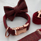 Dark Red Tweed Dog Collar Bow & Lead Set Hunter & Co.