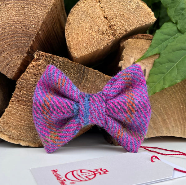 Harris Tweed® Purple Pink Tweed Dog Bow Hunter & Co.