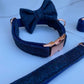 Cosmic Navy Blue Tweed Dog Collar Bow & Lead Set Hunter & Co.