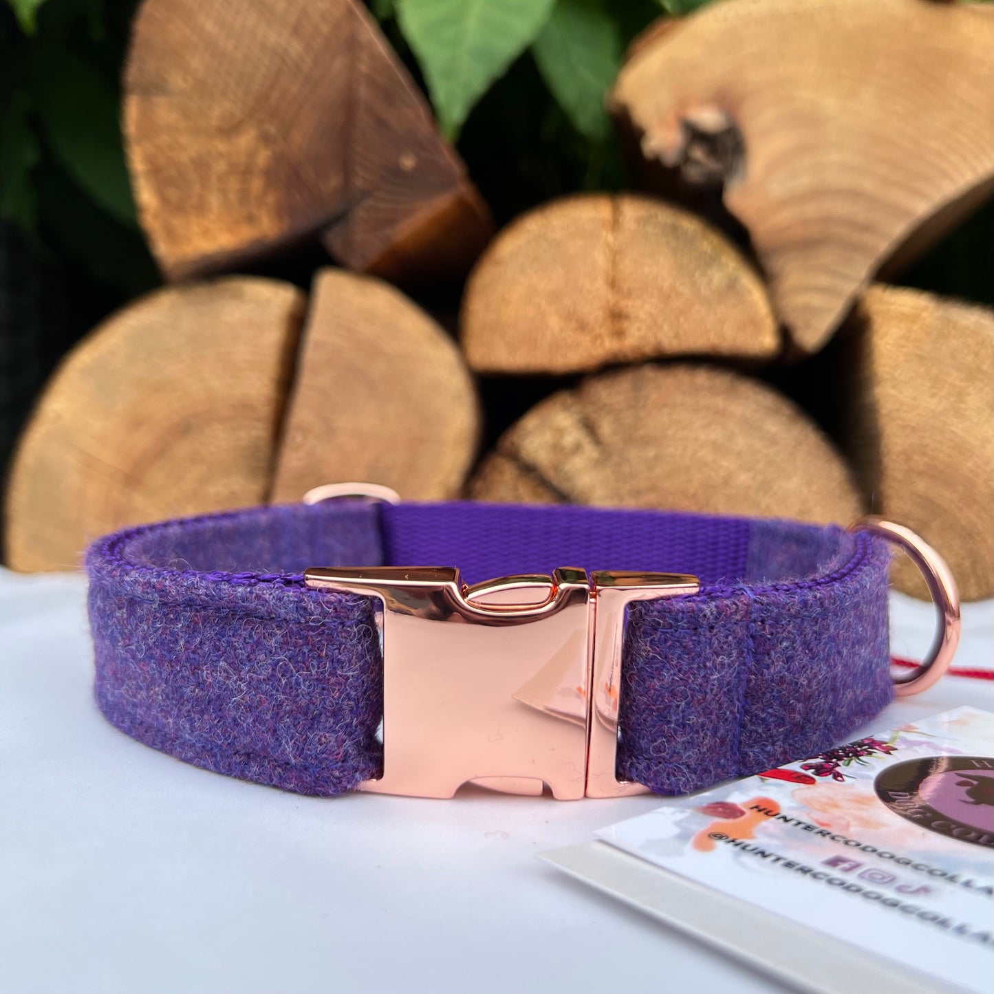 Purple Tweed Dog Collar Bow & Lead Set Hunter & Co.