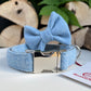 Harris Tweed® Baby Blue Tweed Dog Collar Bow & Lead Set Hunter & Co.