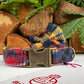 Harris Tweed® Yellow Blue Red Tartan Check Tweed Dog Collar Bow & Lead Set Hunter & Co.