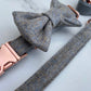 Oatmeal Grey Tweed Dog Collar Bow & Lead Set Hunter & Co.