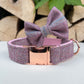 Rose Pink Tweed Dog Collar Bow & Lead Set Hunter & Co.