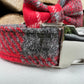 Harris Tweed® Red Grey Check Silver Tweed Dog Collar Bow & Lead Set Hunter & Co.