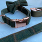 Green Tweed Dog Collar Bow & Lead Set Hunter & Co.