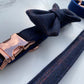 Navy Blue Tweed Dog Collar Bow & Lead Set Hunter & Co.
