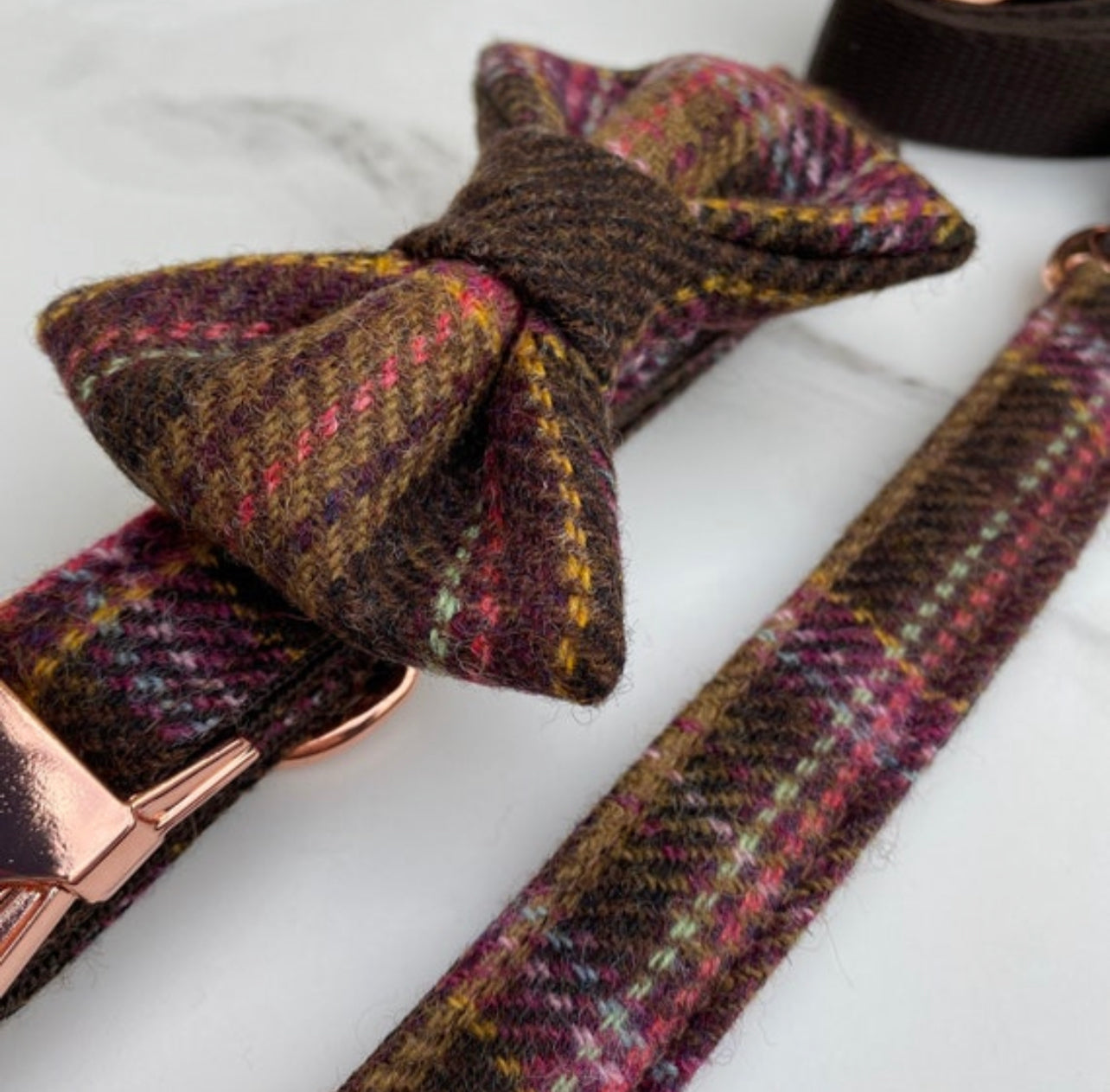 Autumn Pastel Tweed Dog Collar Bow & Lead Set Hunter & Co.