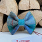 Harris Tweed® Cyan Blue Green Dog Collar Bow & Lead Set Hunter & Co.