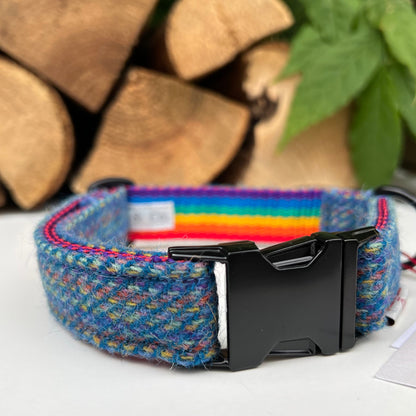 Harris Tweed® Rainbow Dog Collar Bow & Lead Set Hunter & Co.