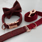Dark Red Tweed Dog Collar Bow & Lead Set Hunter & Co.