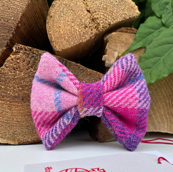 Harris Tweed® Pink Purple Tweed Dog Bow Hunter & Co.