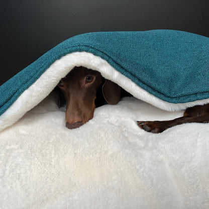 Teal Blue Woven Snuggle Cave Dog Bed Dash Of Hounds