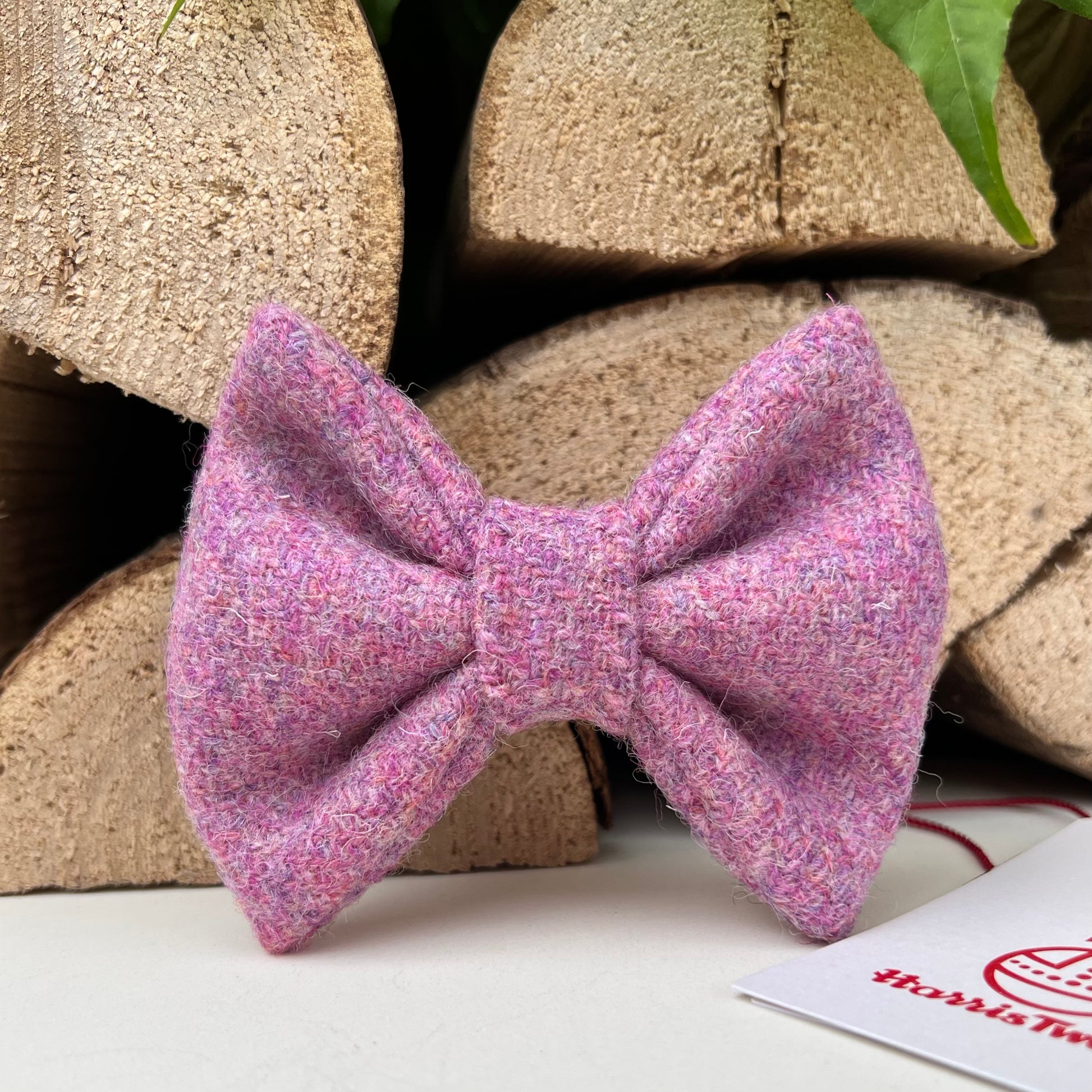 Harris Tweed® Rose Blush Pink Tweed Dog Collar Bow & Lead Set Hunter & Co.