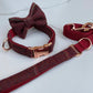 Dark Red Overcheck Tweed Dog Collar Bow & Lead Set Hunter & Co.