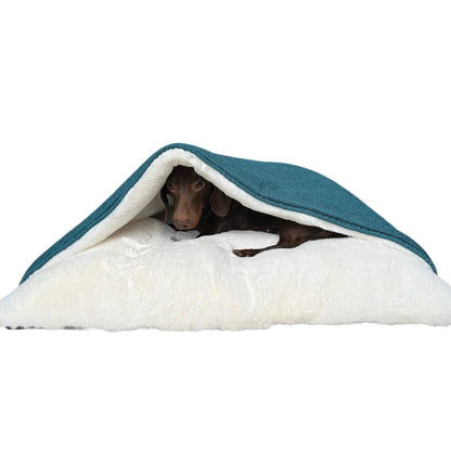 Teal Blue Woven Snuggle Cave Dog Bed Dash Of Hounds