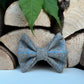 Soft Grey Blue Overcheck Tweed Dog Collar Bow & Lead Set Hunter & Co.