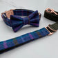 Harris Tweed® Blue Khaki Purple Dog Collar Bow & Lead Set Hunter & Co.