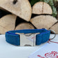 Harris Tweed® Royal Blue Green herringbone Dog Collar Bow & Lead Set Hunter & Co.