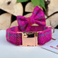 Harris Tweed® Cerise Pink Tweed Dog Collar Bow & Lead Set Hunter & Co.