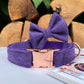 Purple Tweed Dog Collar Bow & Lead Set Hunter & Co.