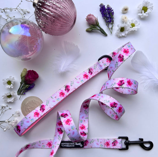 Pink Watercolour Floral Dog Lead Hunter & Co.