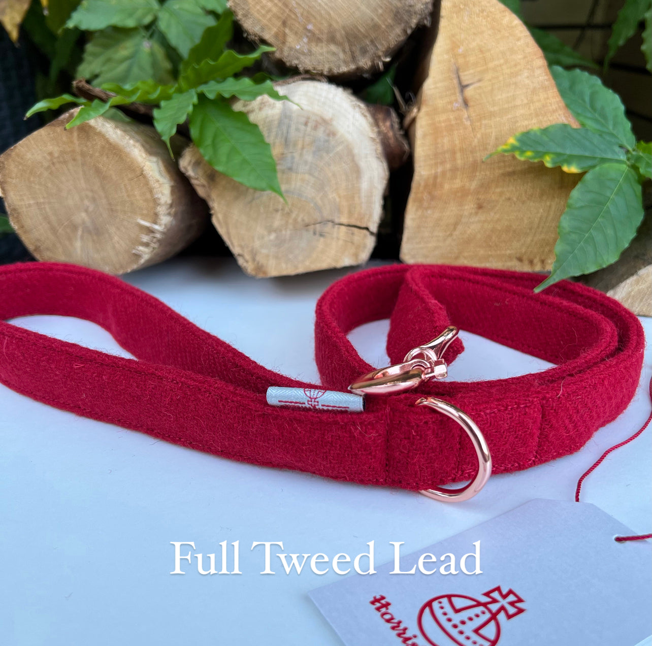 Harris Tweed® Red Tweed Dog Collar Bow & Lead Set Hunter & Co.