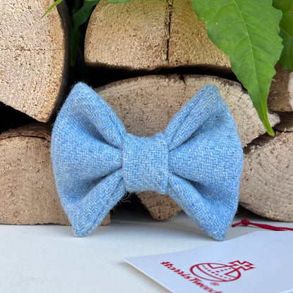 Harris Tweed® Baby Blue Tweed Dog Collar Bow & Lead Set Hunter & Co.