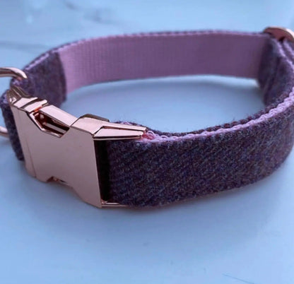 Amethyst Pink Tweed Dog Collar Bow & Lead Set Hunter & Co.