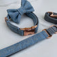 Baby Blue + Grey Tweed Dog Collar Bow & Lead Set Hunter & Co.