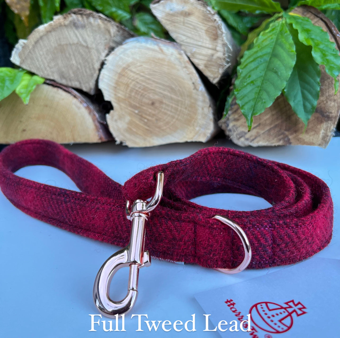 Harris Tweed® Ruby Red Check Dog Lead Hunter & Co.